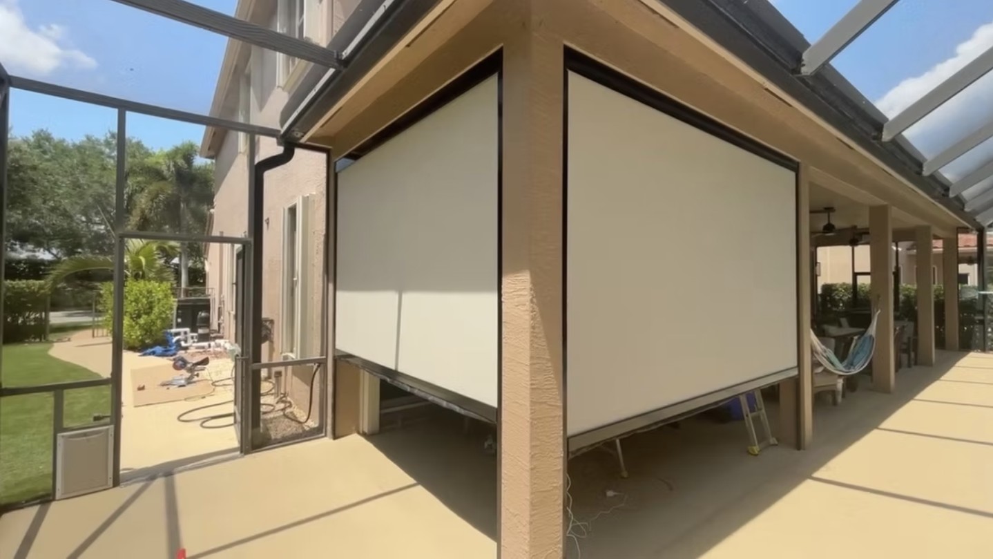 Recent motorized patio screen installation by Camacho Blinds 12