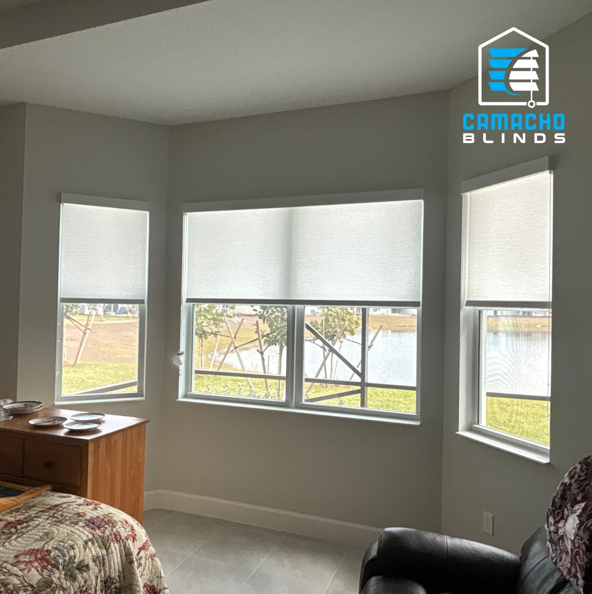 Recent roller shades installation by Camacho Blinds 1